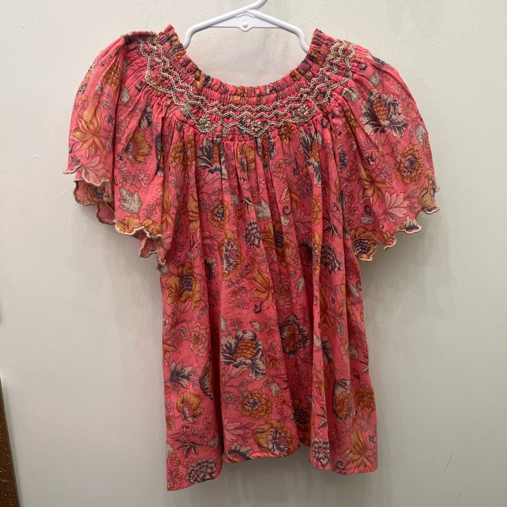Louise Misha Girl Pink Floral Short Sleeve Top